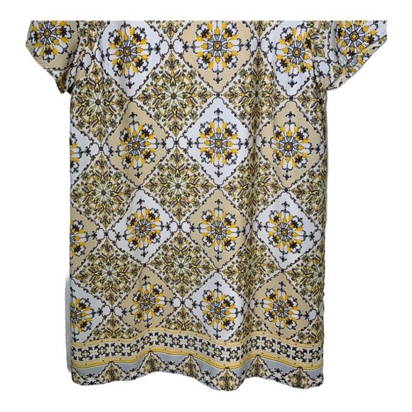 Lulus Yellow Floral Shift Mini Dress Medium Short Sleeve Boho - Picture 5 of 11